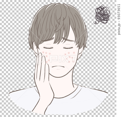 肌荒れに悩むマッシュの髪型の男性　閉眼 93073651