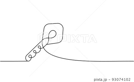 Key one line continuous drawing. Home key continuous one line illustration. Vector minimalist linear illustration 93074102
