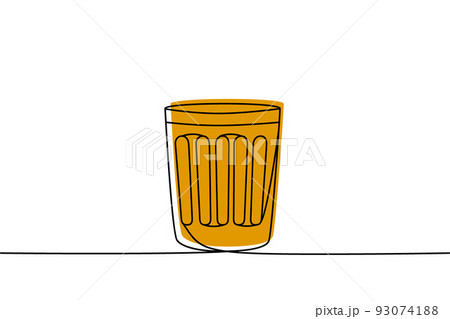 Recycle bin one line colored continuous drawing. Trash can, Waste container continuous one line colorful illustration. Vector linear illustration. 93074188