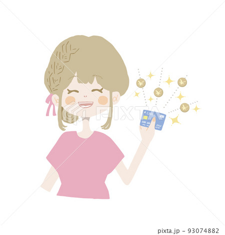 お金があって嬉しい表情の女の子のイラスト(クレジットカードバージョン) お金があって嬉しい表情の女の子のイラスト(クレジットカードバージョン) 93074882