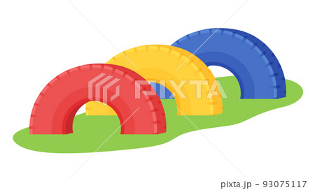 公園のタイヤ遊具のイラスト_3個 公園のタイヤ遊具のイラスト_3個 93075117