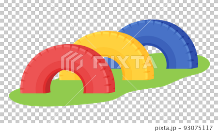 公園のタイヤ遊具のイラスト_3個 公園のタイヤ遊具のイラスト_3個 93075117