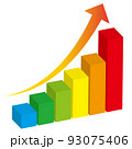 カラフルな伸びる棒グラフの立体的なイラスト/白バック 93075406