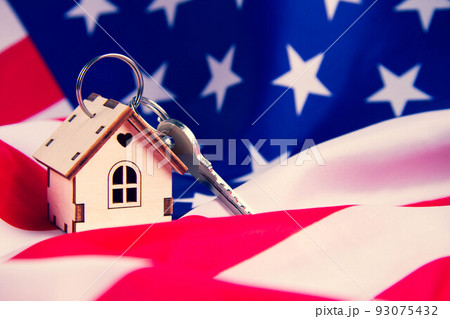 Buying real estate in the USA. American house keys. Moving to new york. Buying real estate in the USA. American house keys. Moving to new york. 93075432