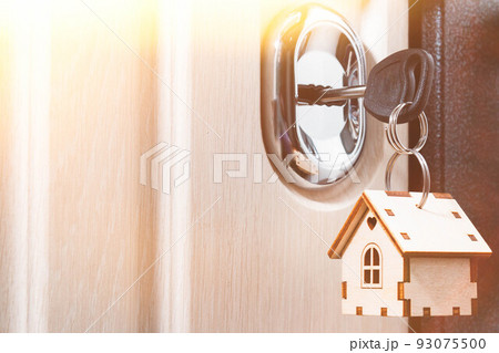 Buying a house. The key is in the lock. New flat. Getting the keys. Buying a house. The key is in the lock. New flat. Getting the keys. 93075500
