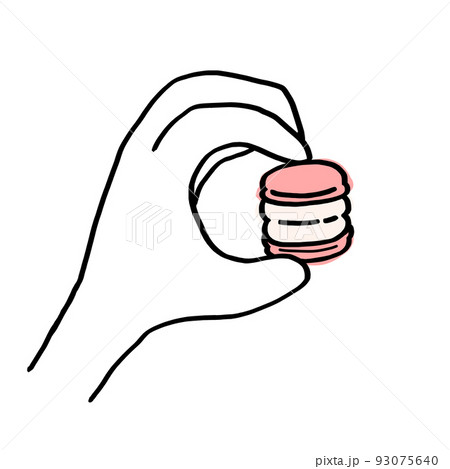 ピンクのトゥンカロンを持つ手 マカロン 韓国スイーツ アイコンのイラスト素材