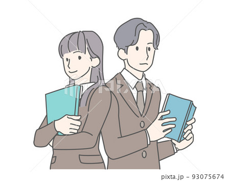 勉強のライバル イメージイラスト - 高校生、中学生（冬服・ブレザー） 93075674