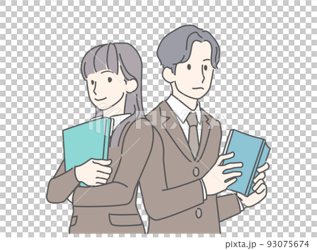 勉強のライバル イメージイラスト - 高校生、中学生（冬服・ブレザー） 93075674