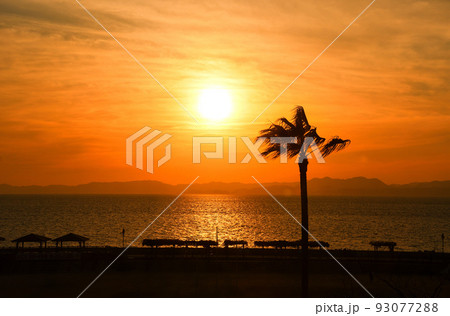 小浜の夕陽 93077288