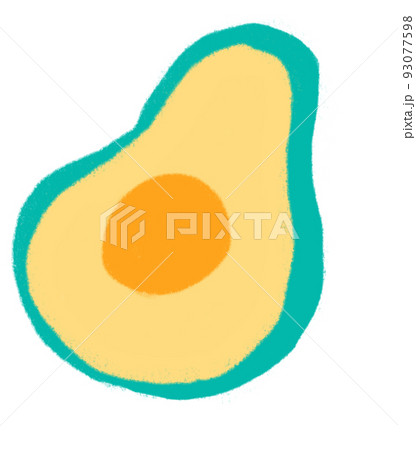 Avocado breakfast food set elements hand drawn doodle minimal style pastel color illustration 93077598