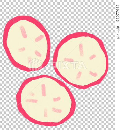 Radish sliced breakfast food set elements hand drawn doodle minimal style pastel color illustration 93077655