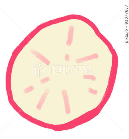 Radish sliced breakfast food set elements hand drawn doodle minimal style pastel color illustration 93077657