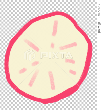 Radish sliced breakfast food set elements hand drawn doodle minimal style pastel color illustration 93077657