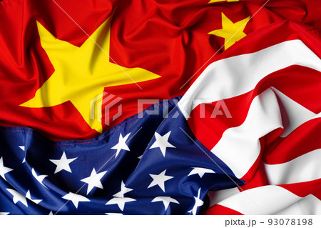 American and Chinese flags, diplomatic crisis concept American and Chinese flags, diplomatic crisis concept 93078198