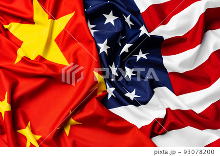 American and Chinese flags, diplomatic crisis concept American and Chinese flags, diplomatic crisis concept 93078200