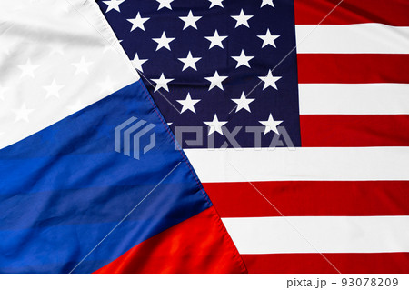 Usa flag and Russia flag top view Usa flag and Russia flag top view 93078209
