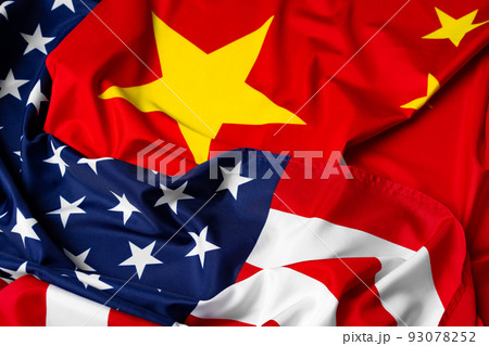 American and Chinese flags, diplomatic crisis concept 93078252