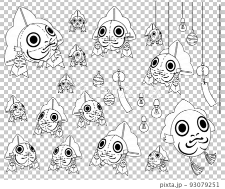 Hand drawn illustration of goldfish Nebuta - line drawing 93079251