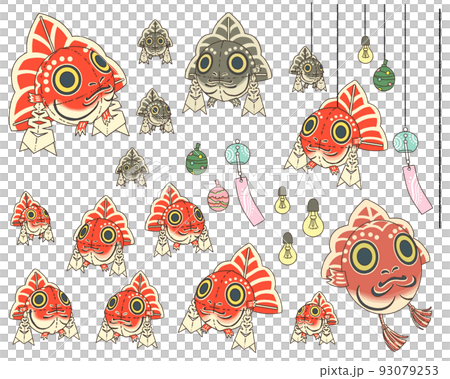 Hand drawn illustration of goldfish Nebuta-color 93079253