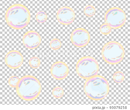 シャボン玉の手書きイラスト-カラー 93079258