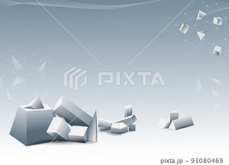 3D white cube background. Abstract geometric shapes. Minimal elements. Polygon forms composition. Connect data space. Cubic art. Business network. Blank backdrop. Vector digital texture 93080469