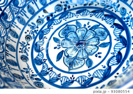 Detail of azulejo Portuguese ceramic plate Detail of azulejo Portuguese ceramic plate 93080554
