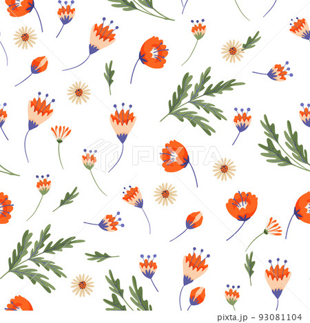 Red flower floral seamless pattern vector print 93081104