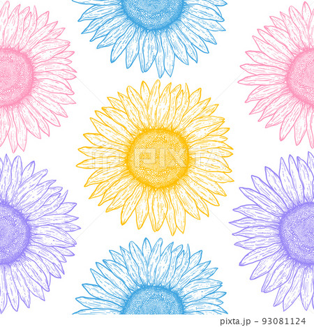 Seamless pattern with sunflowers 93081124