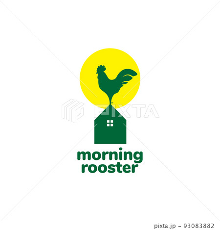 morning home and rooster crowing logo design morning home and rooster crowing logo design 93083882