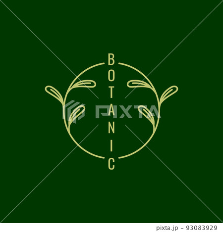 circle minimalist with vines leaf logo design 93083929