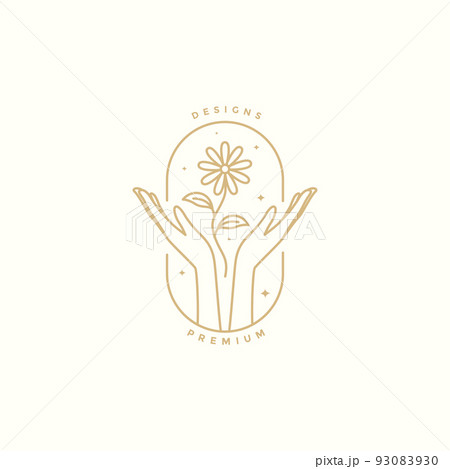 woman hands hope with flowers line logo 93083930