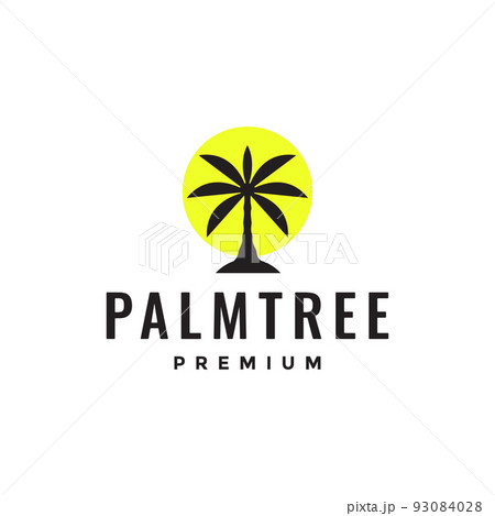 abstract palm tree with sun light logo design 93084028