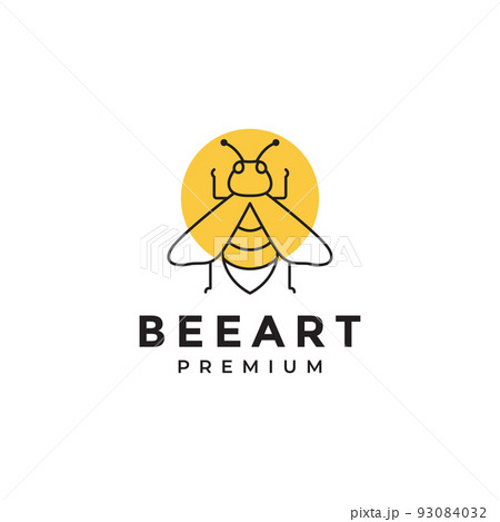 honey bee line art minimalist logo design 93084032