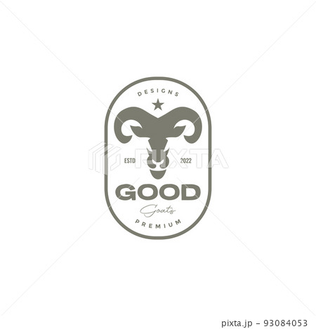 vintage badge with goat skull logo design vintage badge with goat skull logo design 93084053
