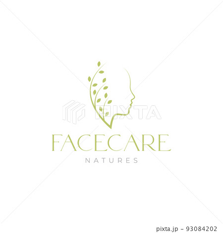 isolated women face with leaf care logo 93084202