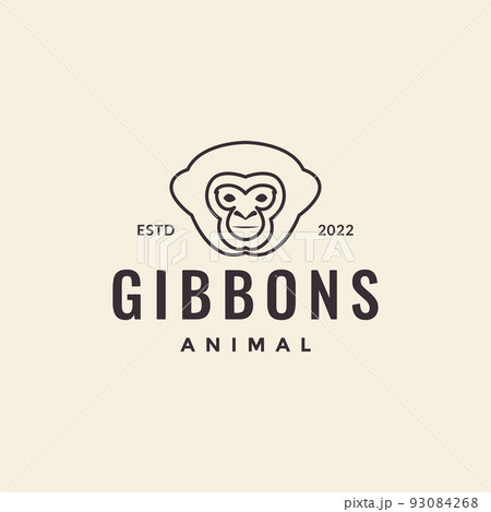 line head gibbon hipster logo 93084268