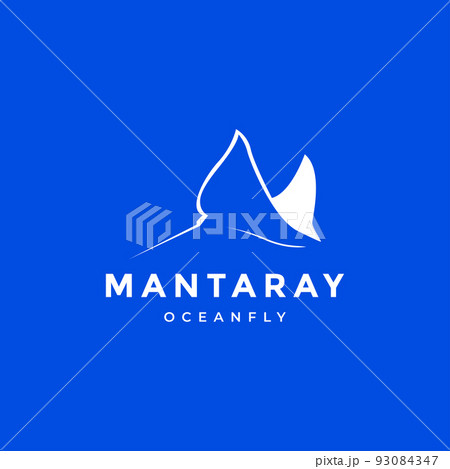 minimal fish manta ray modern logo design 93084347