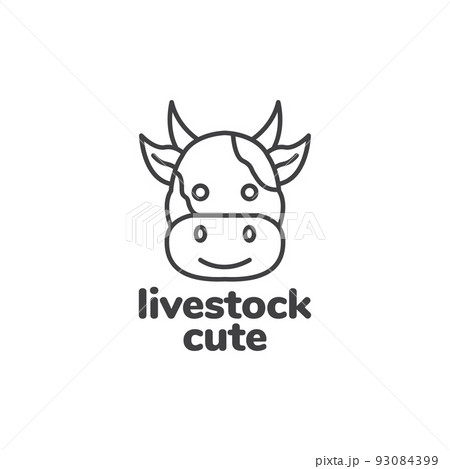 cute cartoon face cow logo design 93084399