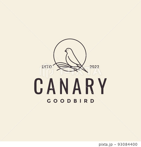 line bird canary with nest hipster logo 93084400