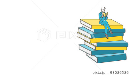 読書する男性ビジネスパーソンとコピースペース【ベクターイラスト素材】 読書する男性ビジネスパーソンとコピースペース【ベクターイラスト素材】 93086586