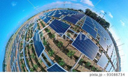 ソーラー太陽光発電SDGs パノラマ撮影 小宇宙と惑星撮影 ソーラー太陽光発電SDGs パノラマ撮影 小宇宙と惑星撮影 93086734