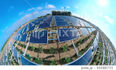 ソーラー太陽光発電SDGs パノラマ撮影 小宇宙と惑星撮影 ソーラー太陽光発電SDGs パノラマ撮影 小宇宙と惑星撮影 93086735