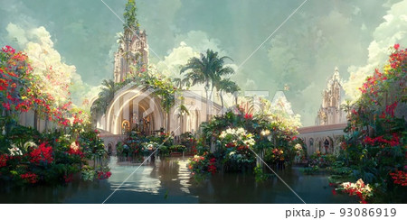 海外の植物園のイラスト素材