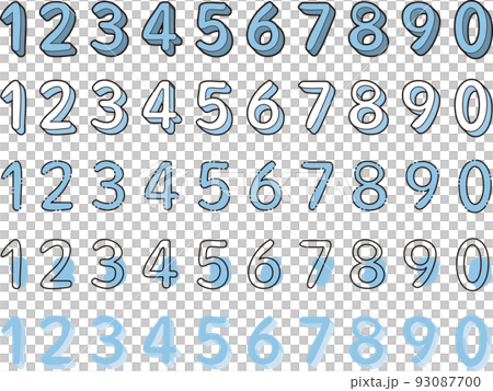 Numbers from 0 to 9 number number set blue 93087700