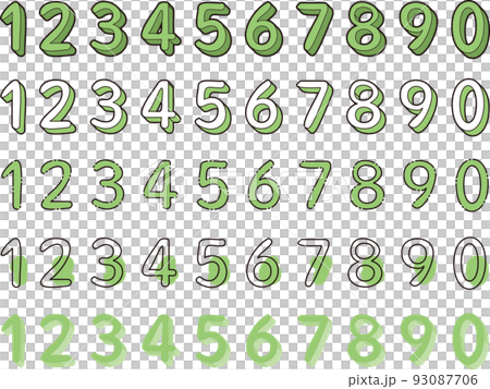 Numbers from 0 to 9 number number set green 93087706