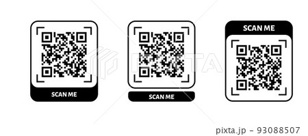 Scan me QR code design. QR code for payment, text transfer with scan me button. Vector illustration Scan me QR code design. QR code for payment, text transfer with scan me button. Vector illustration 93088507