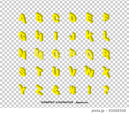 Isometric alphabet icon yellow 93088508