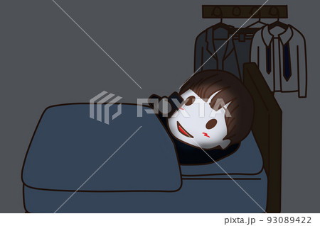 眠る前に暗闇のベッドでスマホ画面を見続けてブルーライトを浴びている男子学生 眠る前に暗闇のベッドでスマホ画面を見続けてブルーライトを浴びている男子学生 93089422