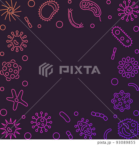 Microorganisms creative frame - vector linear illustration 93089855