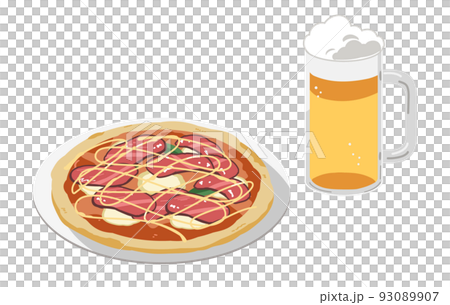背徳グルメ　ピザ　ビール 93089907